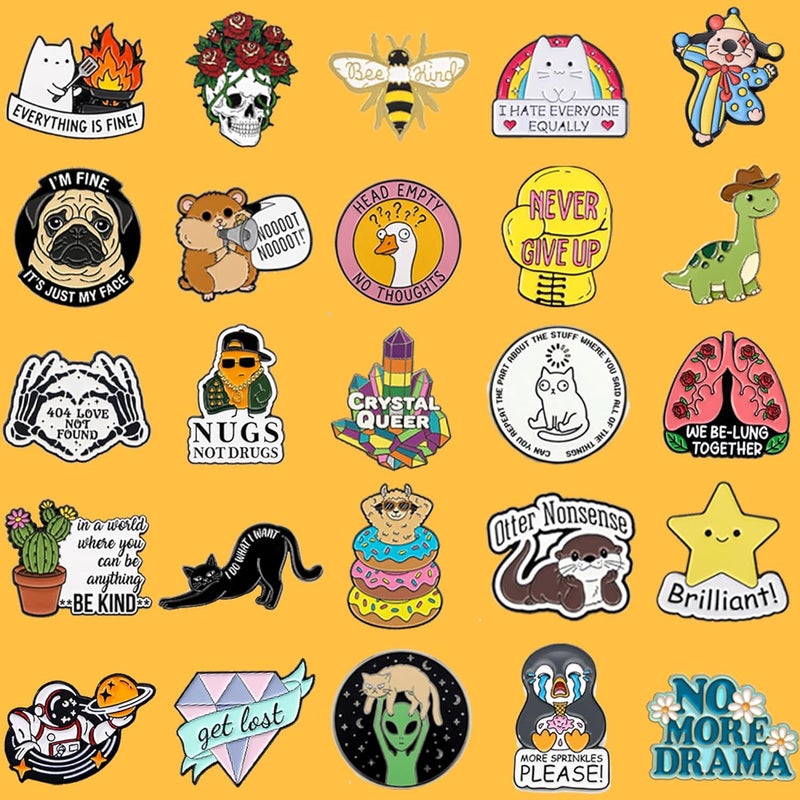 SINCCO 20/40/50 PCS Cute Enamel Pins Bulk, Funny Backpack Pins Aesthetic Lapel Badge Pins Set Assorted Enamel Brooch Pins for Backpacks, Hats, Bags, Landyards - Image 2
